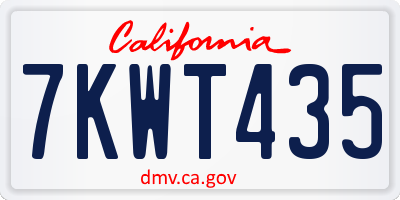 CA license plate 7KWT435