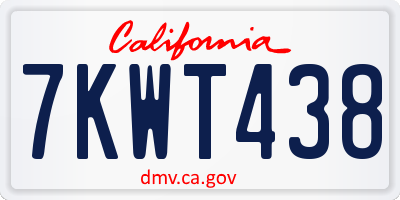 CA license plate 7KWT438