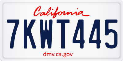 CA license plate 7KWT445