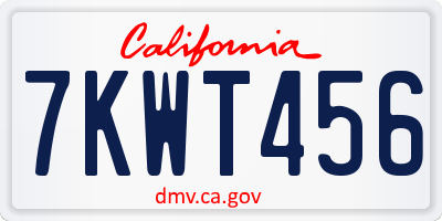 CA license plate 7KWT456