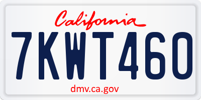 CA license plate 7KWT460
