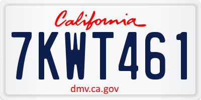 CA license plate 7KWT461