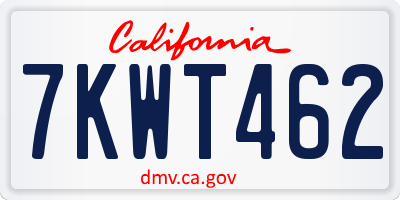CA license plate 7KWT462