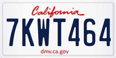 CA license plate 7KWT464