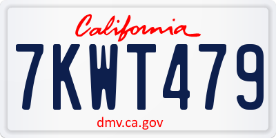 CA license plate 7KWT479