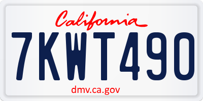 CA license plate 7KWT490