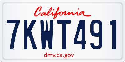 CA license plate 7KWT491