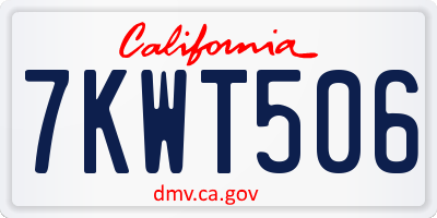 CA license plate 7KWT506