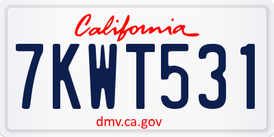 CA license plate 7KWT531
