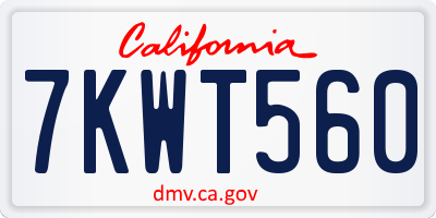 CA license plate 7KWT560