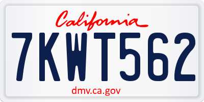 CA license plate 7KWT562