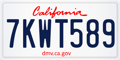 CA license plate 7KWT589