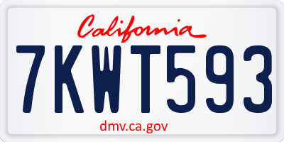CA license plate 7KWT593