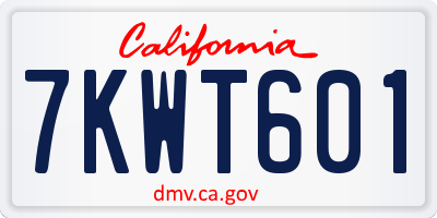 CA license plate 7KWT601