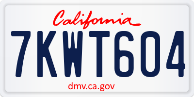 CA license plate 7KWT604