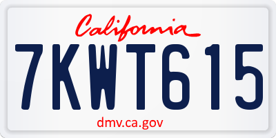 CA license plate 7KWT615