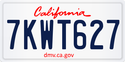 CA license plate 7KWT627