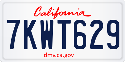 CA license plate 7KWT629