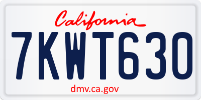 CA license plate 7KWT630