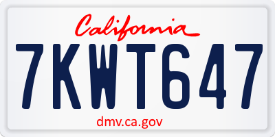 CA license plate 7KWT647