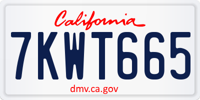 CA license plate 7KWT665
