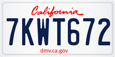 CA license plate 7KWT672