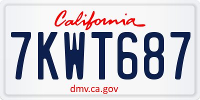 CA license plate 7KWT687