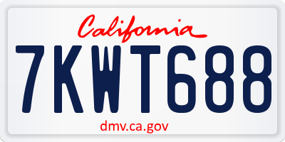 CA license plate 7KWT688