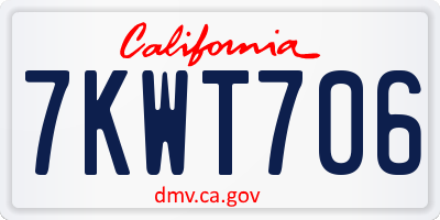 CA license plate 7KWT706