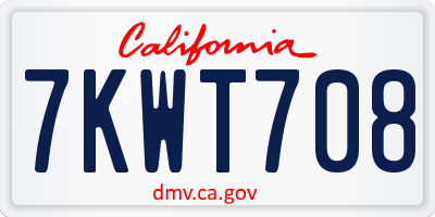 CA license plate 7KWT708