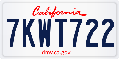 CA license plate 7KWT722