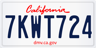 CA license plate 7KWT724