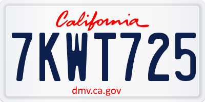 CA license plate 7KWT725