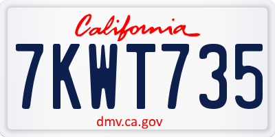 CA license plate 7KWT735