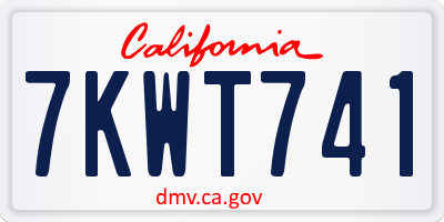 CA license plate 7KWT741