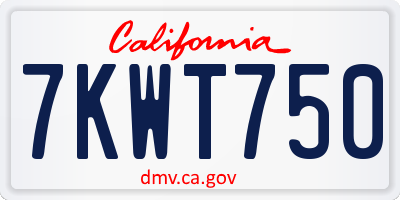 CA license plate 7KWT750