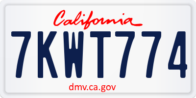 CA license plate 7KWT774