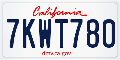 CA license plate 7KWT780