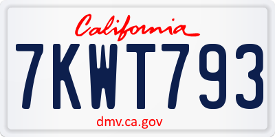 CA license plate 7KWT793
