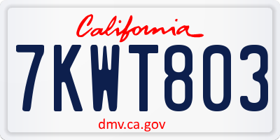 CA license plate 7KWT803