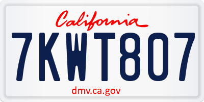 CA license plate 7KWT807