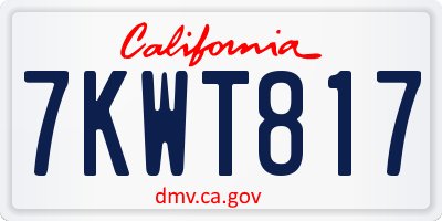 CA license plate 7KWT817