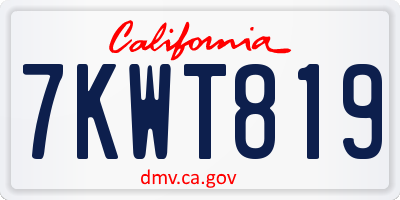 CA license plate 7KWT819