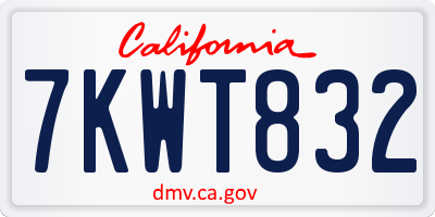 CA license plate 7KWT832