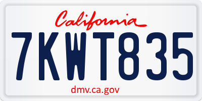 CA license plate 7KWT835