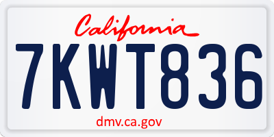 CA license plate 7KWT836