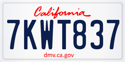 CA license plate 7KWT837
