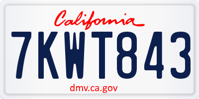 CA license plate 7KWT843