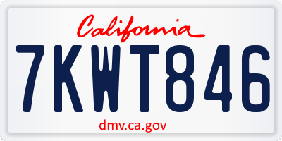 CA license plate 7KWT846
