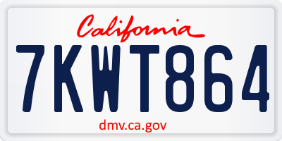 CA license plate 7KWT864
